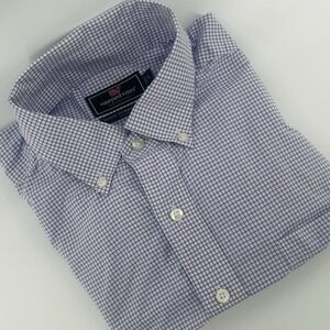 Vineyard Vines Men's Large Performance Classic Fit Murray Shirt Purple‎ Check